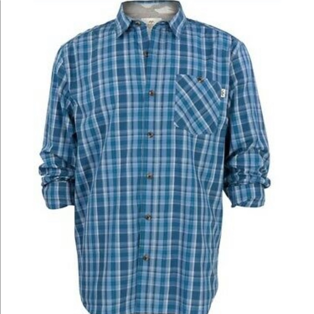 NWT Men’s Blue Plaid Woven Button Down Shirt